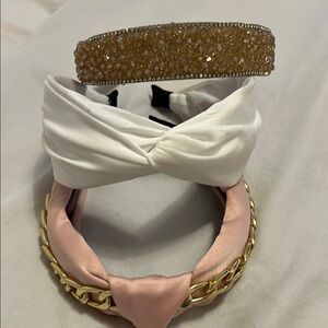 🆕Elegant Pink and White Headband Set brand new never worn